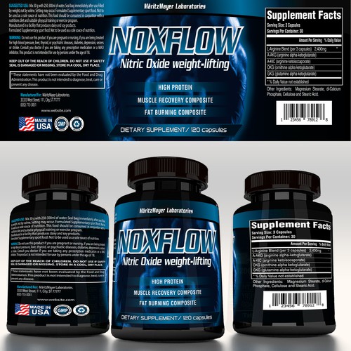 Design the label for a popular muscle-building booster