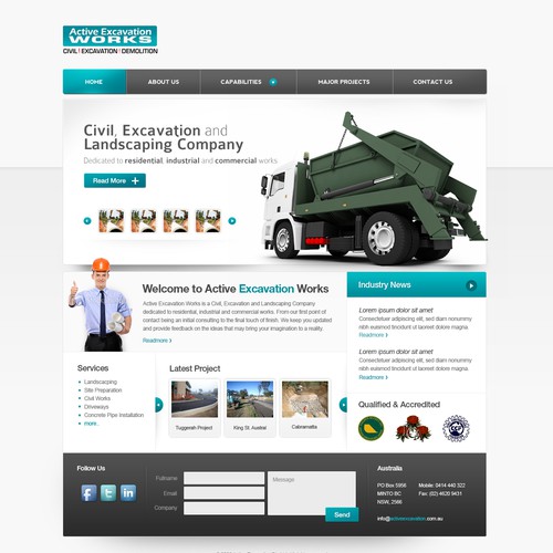 1 PAGE WEBSITE DESIGN for excavation & landscaping company