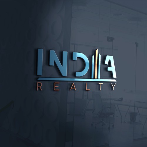 Real Estate Logo Design for India Realty Preview in Glass