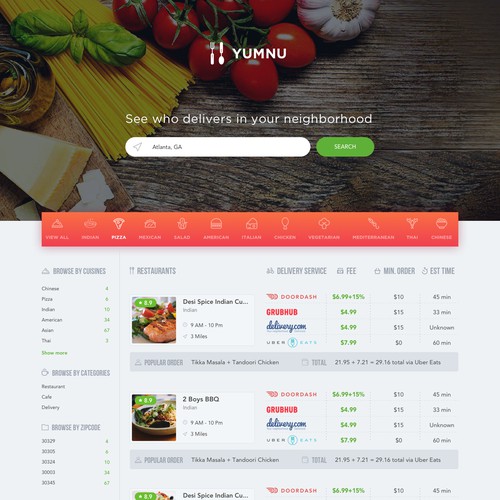 Restaurant and Food Delivery Comparison Site