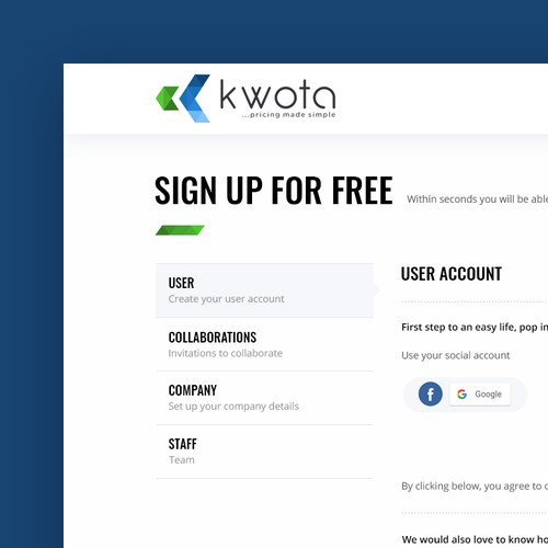 Kwota - Sign Up