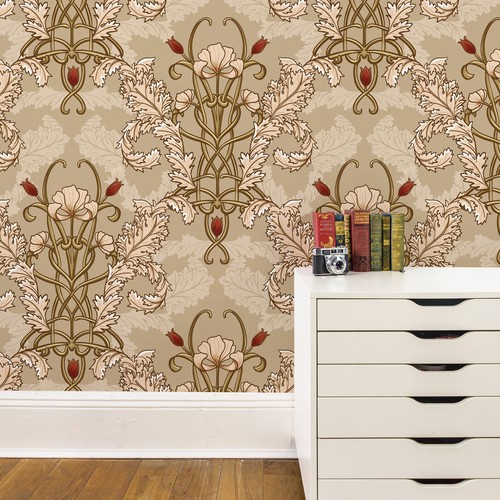 Art nouveau style large scale wallpaper