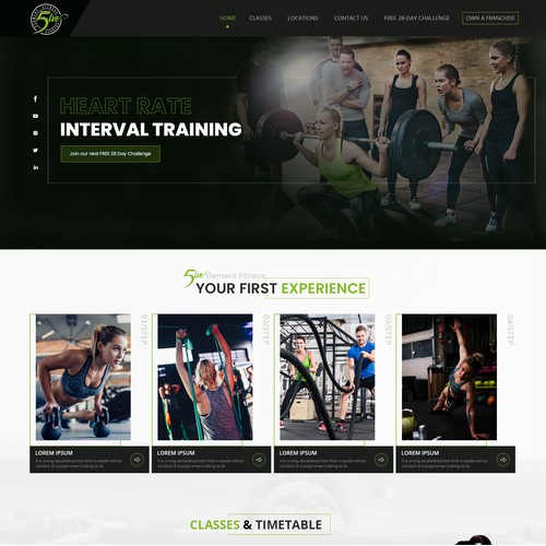 Landing page design for Gym/Group training centre 