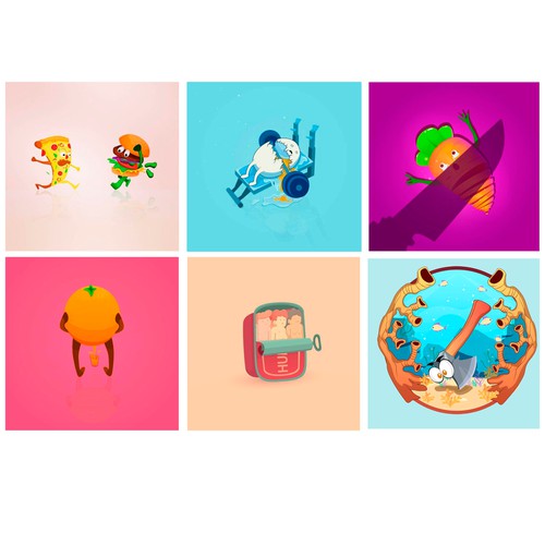 series of funny illustrations