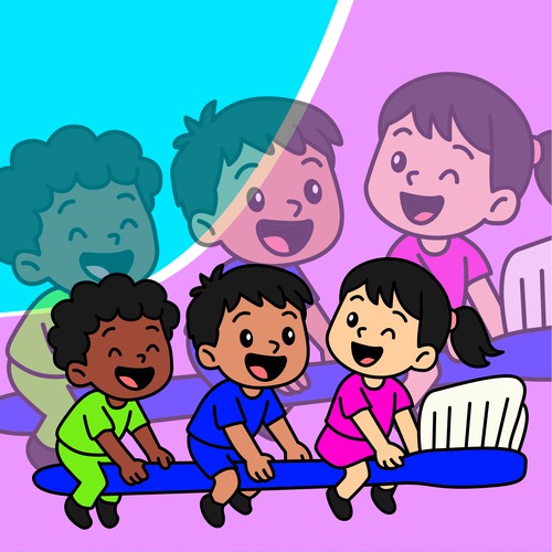 Cartoon kids mascot logo