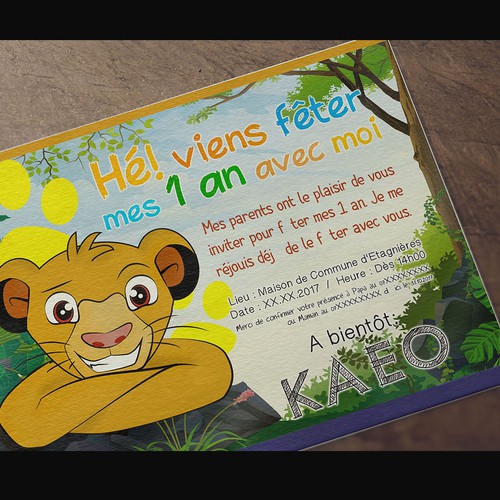 Invitation Card - Birthday 1 year King Lion