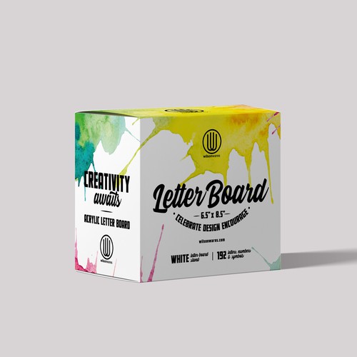 Modern and playful packaging design for a message board.