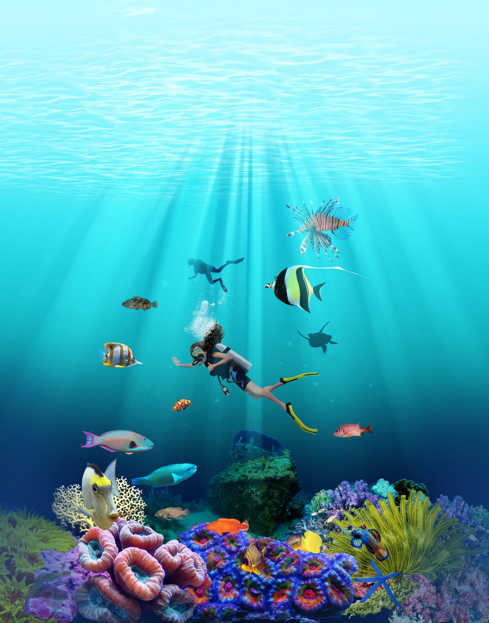 Aquatic - Scuba Diving Design for Ladies' Tank Tops