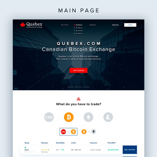 Redesign for the Quebex.com Canadian Bitcoin Exchange