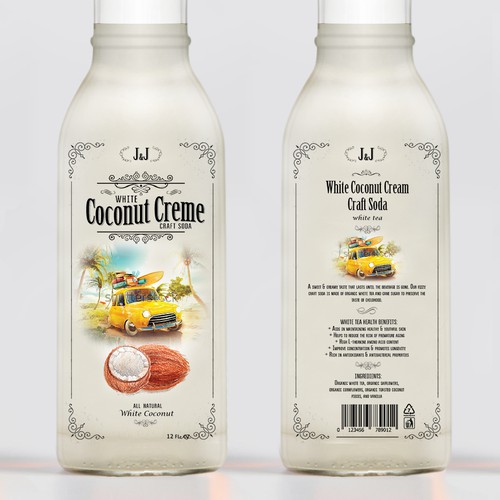 Coconut Cream, craft soda, label design 