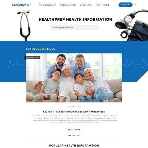 Healthy living blog design