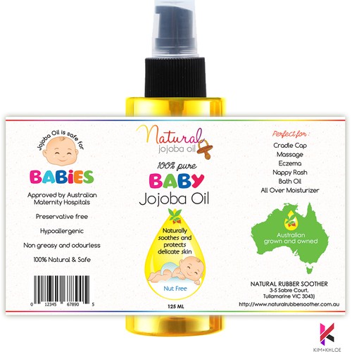 Packaging Label for Natural Baby Jojoba Oil
