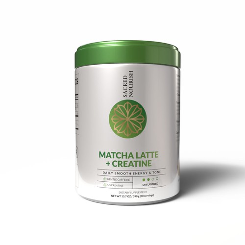 Premium Canister Design for Matcha Latte + Creatine Drink Mix