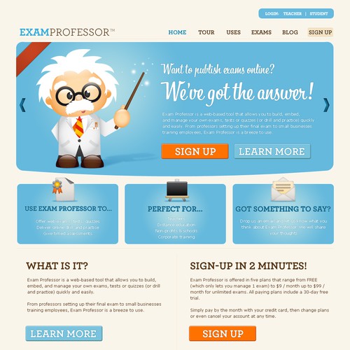 Be our designer: Site redesign for exam engine