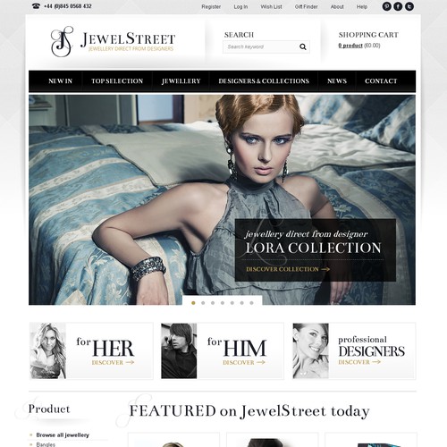 Website homepage design for JewelStreet.com 