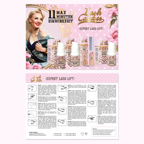 Step by Step two sides flyer for Lash Candies