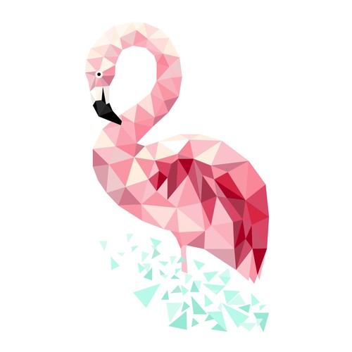 Low poly flamingo illustration for web site