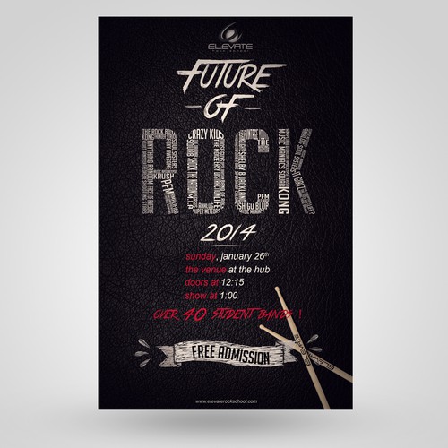 Create a poster design for Elevate Rock School