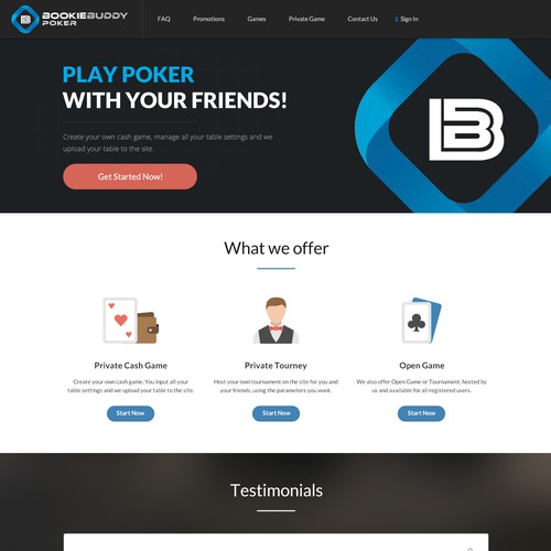 Bookie Buddy Poker Landing Page