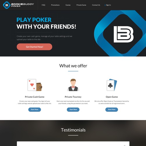 Bookie Buddy Poker Landing Page