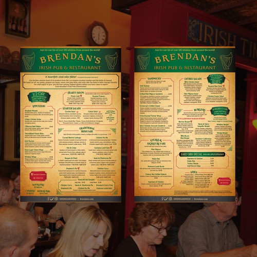 Irish pub menu