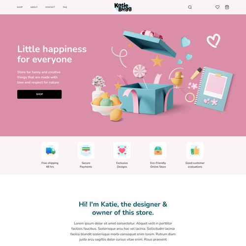 Concept of an online store for creative gifts