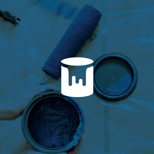 Simple & Abstract icon on a pictured background for a paint company