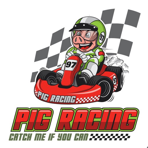 friendly pig logo for kid karting