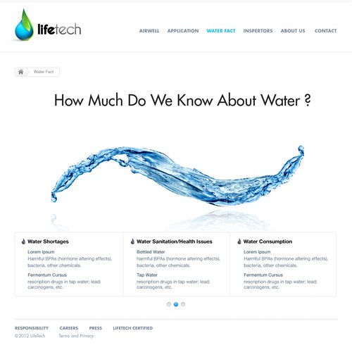 Website design for LifeTech: Turn air into drinking water
