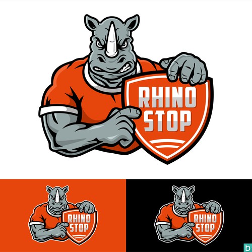 Roadside guardrail systems mascot logo - RhinoStop