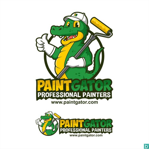 Painting Service Mascot Character Logo, Painter mascot character logo, Cartoon Painter Mascot Logo - Paint Gator  