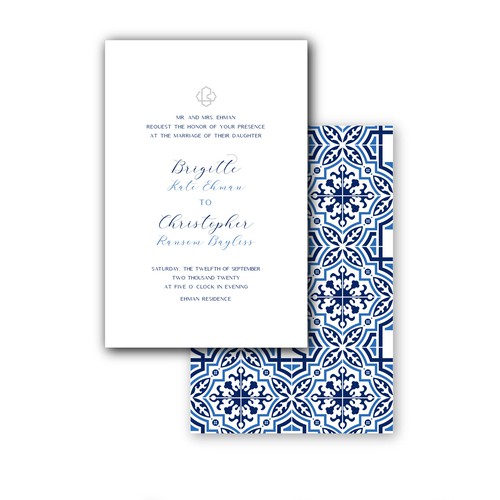 Wedding Invite with Spanish tile inspiration