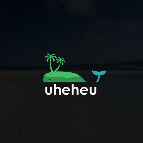 a whale island logo for beach recreation company
