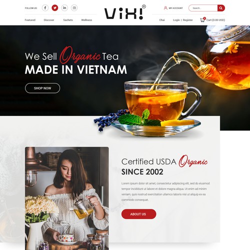 Design for Vi-xi.com, a new organic tea brand from Vietnam