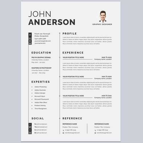 Resume Template CV minimalist resume