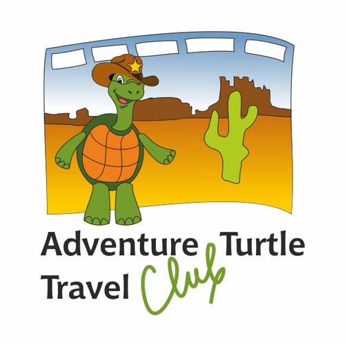 Playful Adventure Turtle mascot for Travel Club