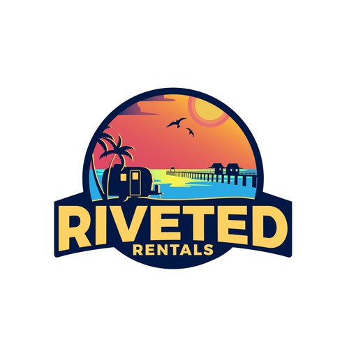 Camping trailer rental business logo concept