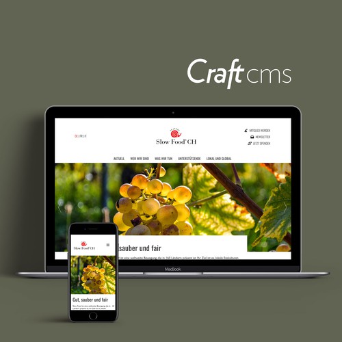 Custom coded website design for Slowfood Schweiz