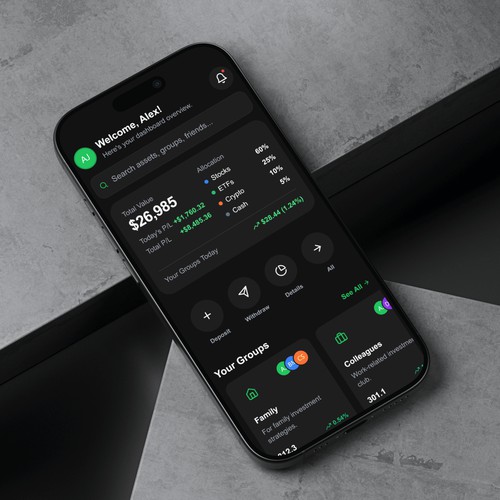 With - Mobile App UI for a Social Investing Platform