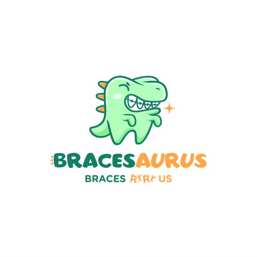 Dental braces clinic T-Rex logo with a BITE!