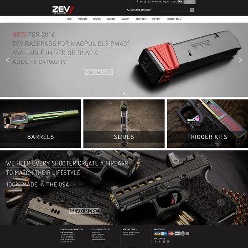 Engaging desirable home page for ZEV Technologies