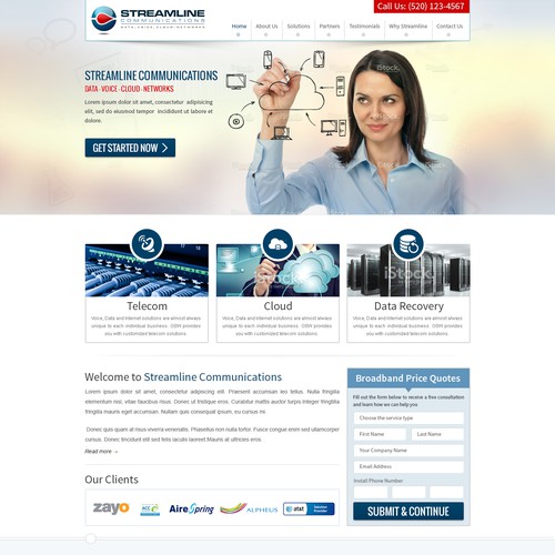 Clean, Professional looking Telecom Website
