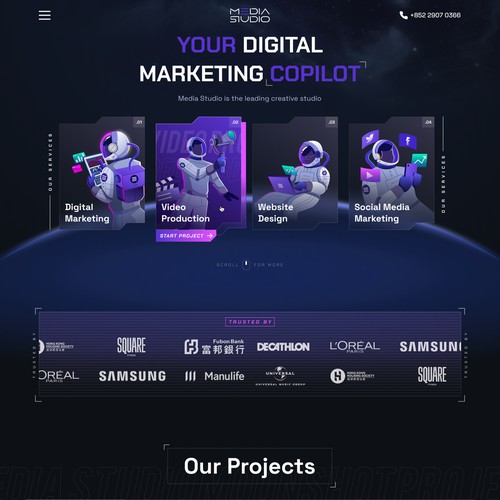 Media Studio "Space Themed" Website Design