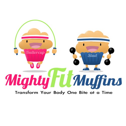 Create an athletic muffin character for Mighty Fit Muffins