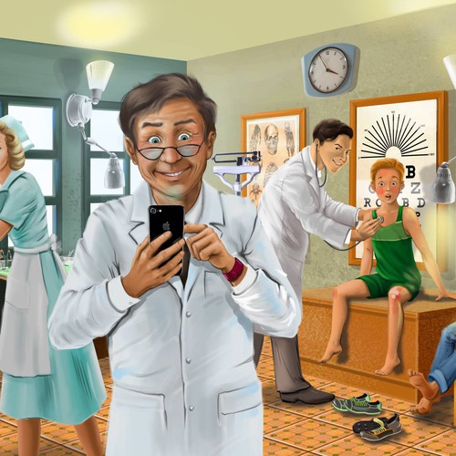 Doctor with phone