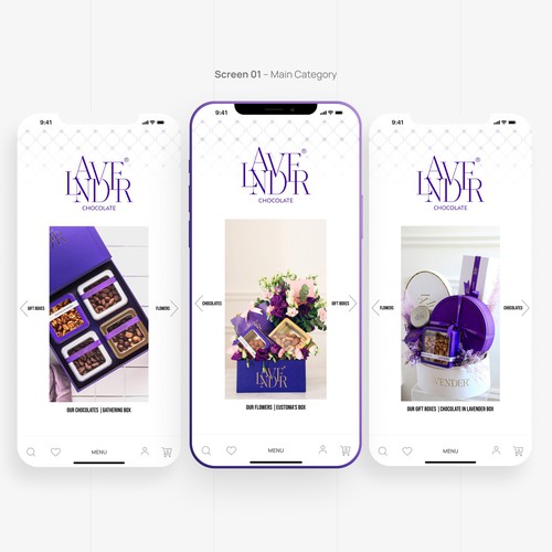 LAVENDER Chocolate — App Screen Design