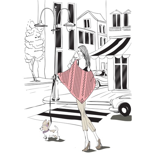 Series of mini "Ways to Wear" fashion illustrations for Women's Luxury Shawl Brand