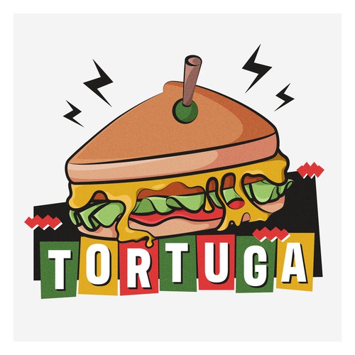 Tortuga's Retro Sandwich Logo Design
