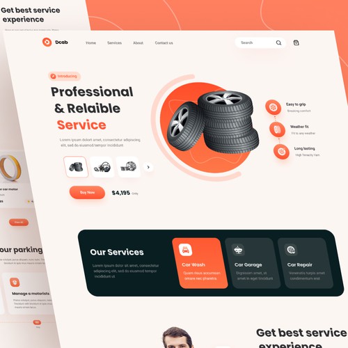 Car service landing page design