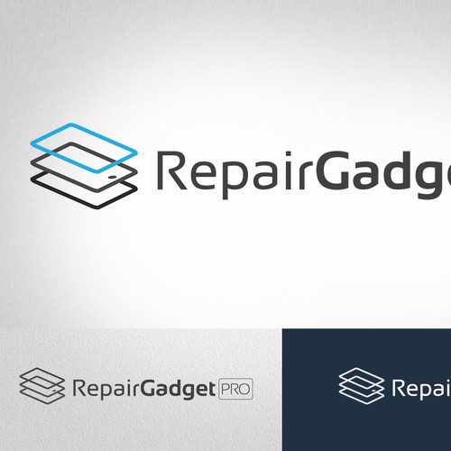 Logo for "Gadget Repair Pro" a company that fixes cell phones, tablets, comps. Each word should be roughly equal.